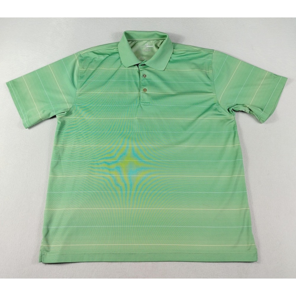 Grand Slam Golf Polo Shirt Mens XL Green Stripe Polyester Performance Golf